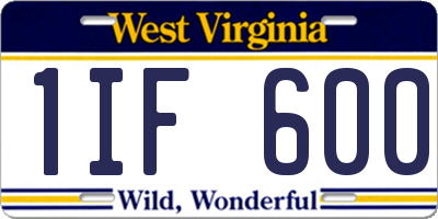 WV license plate 1IF600
