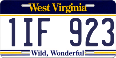 WV license plate 1IF923