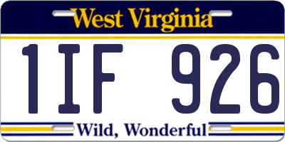 WV license plate 1IF926