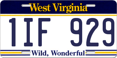 WV license plate 1IF929