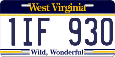 WV license plate 1IF930