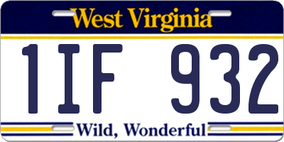 WV license plate 1IF932
