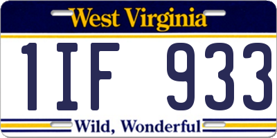 WV license plate 1IF933