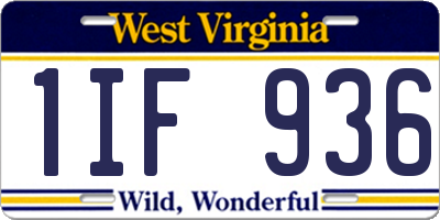 WV license plate 1IF936