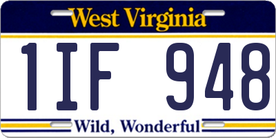 WV license plate 1IF948