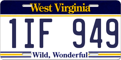 WV license plate 1IF949