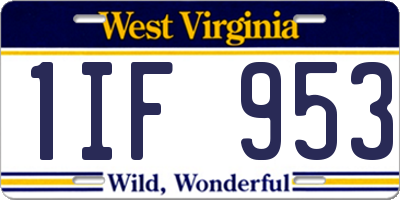 WV license plate 1IF953