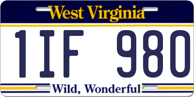 WV license plate 1IF980