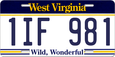 WV license plate 1IF981