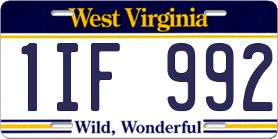 WV license plate 1IF992