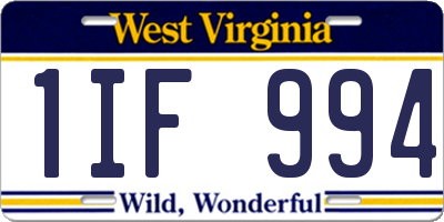 WV license plate 1IF994