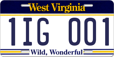 WV license plate 1IG001