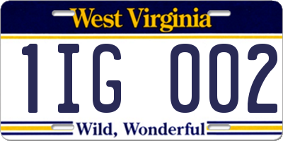WV license plate 1IG002
