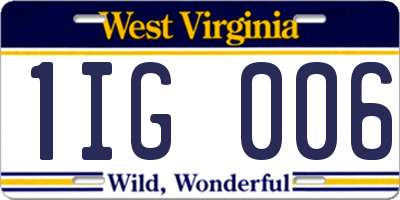 WV license plate 1IG006