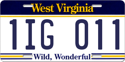WV license plate 1IG011