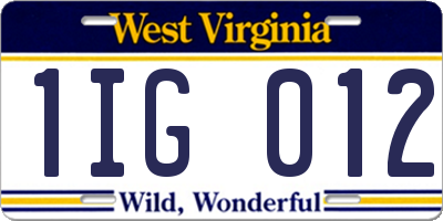 WV license plate 1IG012