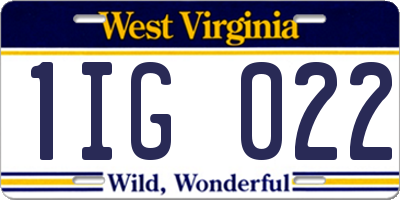 WV license plate 1IG022