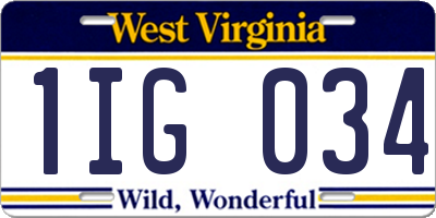 WV license plate 1IG034