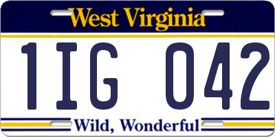 WV license plate 1IG042