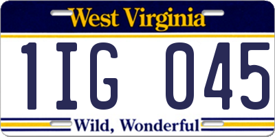 WV license plate 1IG045