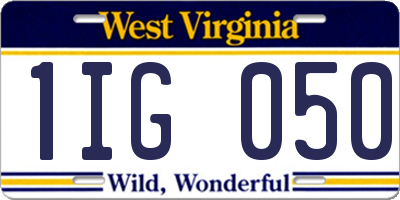 WV license plate 1IG050