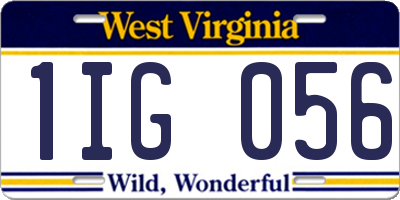 WV license plate 1IG056