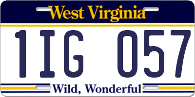 WV license plate 1IG057