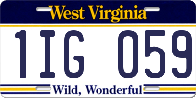 WV license plate 1IG059