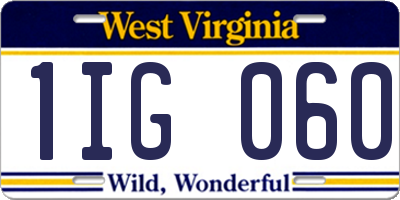 WV license plate 1IG060