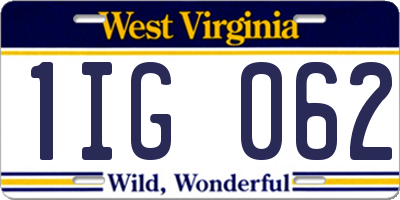 WV license plate 1IG062