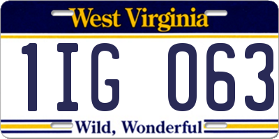WV license plate 1IG063