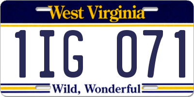 WV license plate 1IG071