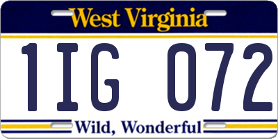 WV license plate 1IG072