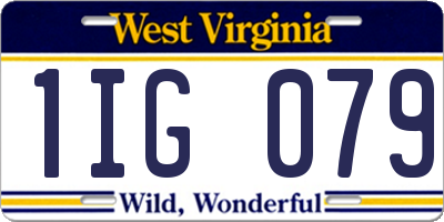 WV license plate 1IG079