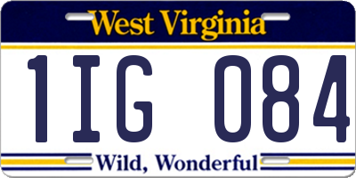 WV license plate 1IG084