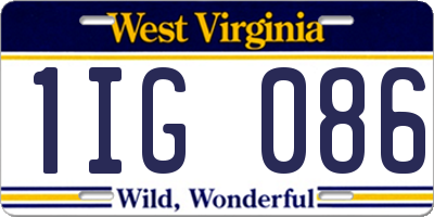 WV license plate 1IG086