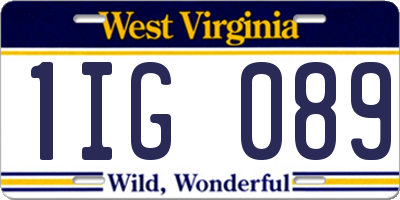 WV license plate 1IG089