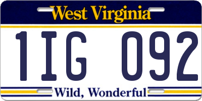 WV license plate 1IG092