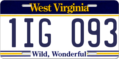 WV license plate 1IG093