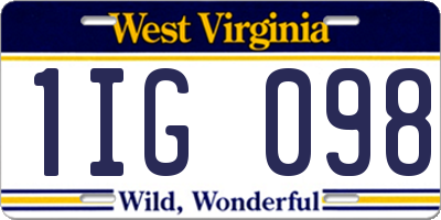 WV license plate 1IG098