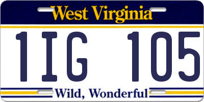 WV license plate 1IG105
