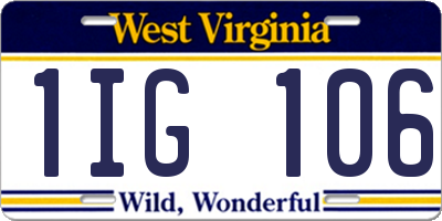 WV license plate 1IG106