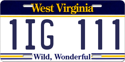 WV license plate 1IG111