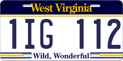 WV license plate 1IG112