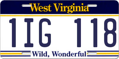 WV license plate 1IG118
