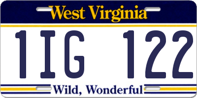 WV license plate 1IG122