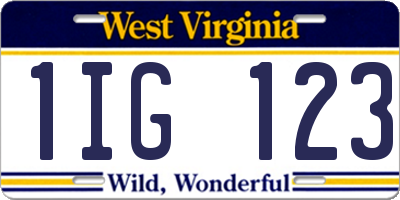 WV license plate 1IG123