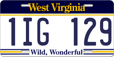 WV license plate 1IG129