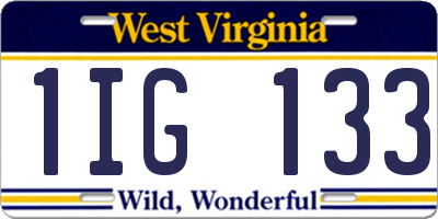 WV license plate 1IG133