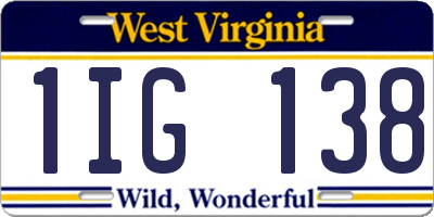 WV license plate 1IG138